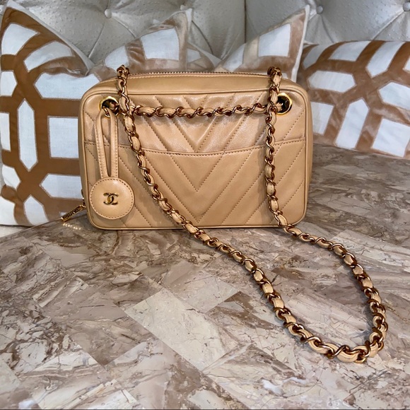 CHANEL Handbags - Authentic Chanel Chevron Camera Case GHW Bag